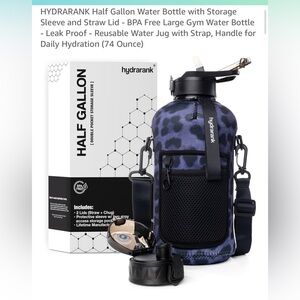 HYDRARANK Half Gallon Water Bottle – NWOT Gym Jug w/ Strap & Straw Lid